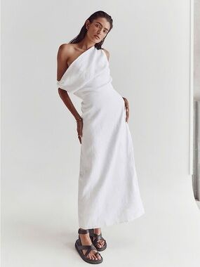 dissh one shoulder dress PALMA B.CHOC SILK BLEND MIDI DRESS DISSH